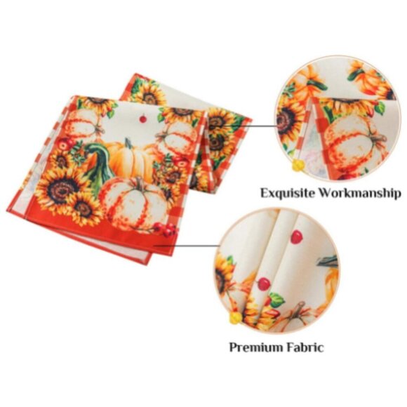 Softalker Table Runner, Fall Harvest Pumpkins & Sunflowers NWT - Picture 4 of 5
